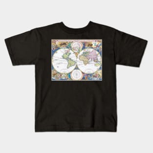 World map wall art 1690 dorm decor mappemonde Art Print Kids T-Shirt